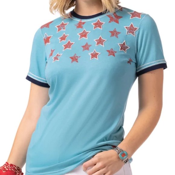 Double D Ranch Star Spangled Freedom Top T Shirt Graphic Western Bohemian Boho - Picture 3 of 9